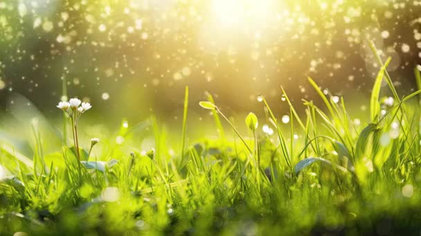 Spring Fresh Green Grass Sunshine — Stock Video