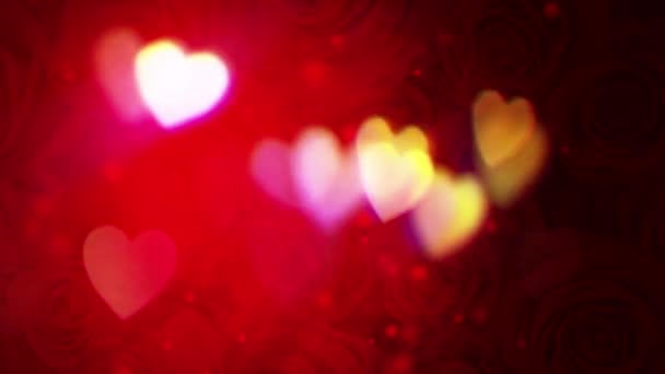 Sevgililer Günü Arkaplanı Kırmızı Renkli Kalplerle — Stok video