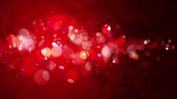 День Святого Валентина Сердце Розовых Цветах Золотым Боке — стоковое видео