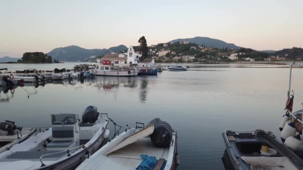 Valcherna Monastery Early Morning Ripples Sea Water Korfu Greece — Stock videók