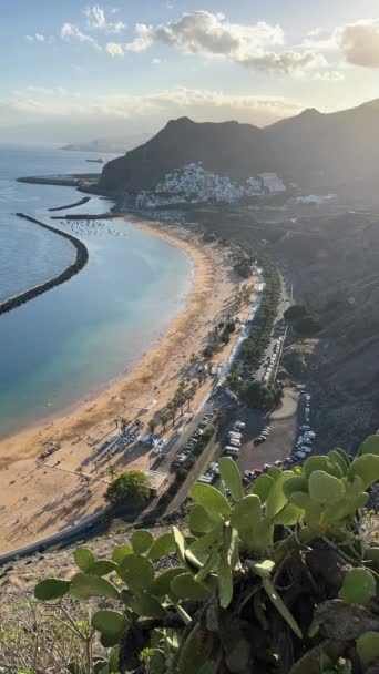 Εναέρια Άποψη Από Την Παραλία Las Teresitas San Andres Χωριό — Αρχείο Βίντεο