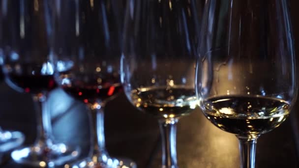 Port Wine Test Ποτήρια Ποτό — Αρχείο Βίντεο