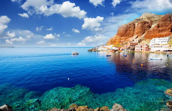 stock image Amoudi bay with refreshing water, port of Oia, Santorini Greece at summer