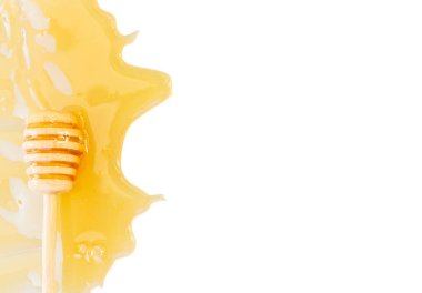 Bal ve bal ayı'yı sınır izole beyaz zemin üzerine damlama