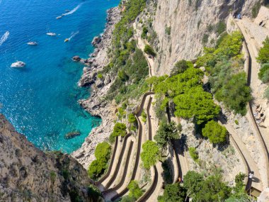 Via Krupp vintage merdivenler denize, Capri adası, İtalya