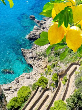 Via Krupp vintage merdivenler denize, Capri adası, İtalya