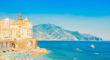 Yaz Atrani Sahili, deniz suyu, İtalya, web pankartı formatı