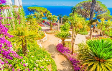 Ravello köyü yaz manzara, Amalfi coast, İtalya