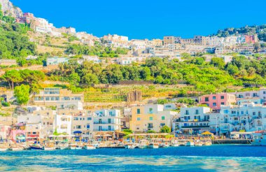 Marina Grande bay waterfront, Capri adası, İtalya