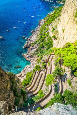Via Krupp vintage merdivenler denize, Capri adası, İtalya