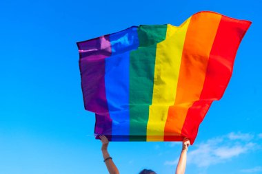 Gay Onur Yürüyüşü, lgbt bayrağı tutan kadın