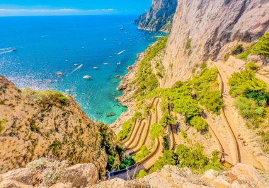 Via Krupp vintage merdivenler denize, Capri adası, İtalya