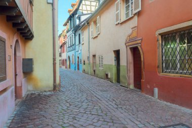 yayalara eski şehir, Colmar, en ünlü şehir Alsace, Fransa, tonda retro