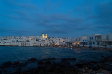 Naoussa rıhtımı, güzel Yunan adaları, Paros Yunanistan