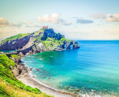 San Juan de Gaztelugatxe bay görünümü, Pais Vasco İspanya