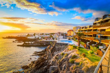 Puerto del Santiago 'daki okyanus kıyıları, Tenerife adaları, İspanya