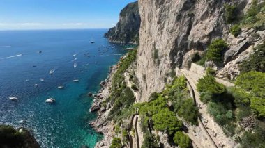 Via Krupp vintage merdivenler denize, Capri adası, İtalya