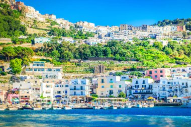 Marina Grande bay waterfront, Capri adası, İtalya