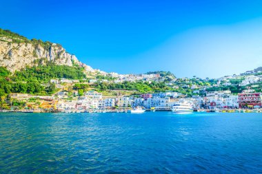 Marina Grande bay waterfront, Capri adası, İtalya