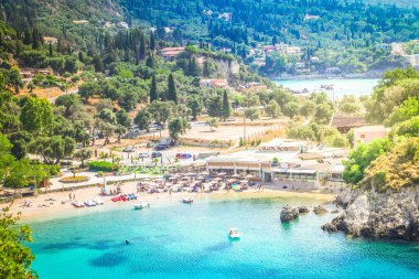 Korfu 'daki Paleokastritsa sahili, Yunanistan