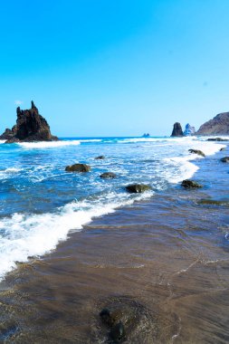 vahşi beach playa Benijo, Tenerife Adası, İspanya görünümünü