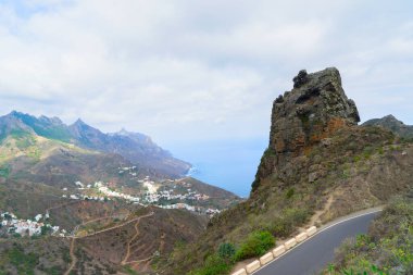 Teguesteand Plajı manzaralı Benijo, Tenerife Adası, İspanya