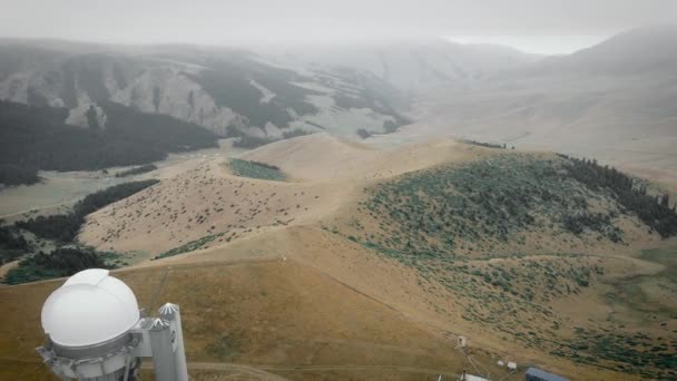 Luchtfoto Van Russische Telescoop Sterrenwacht Assy Plateau Kazachstan — Stockvideo