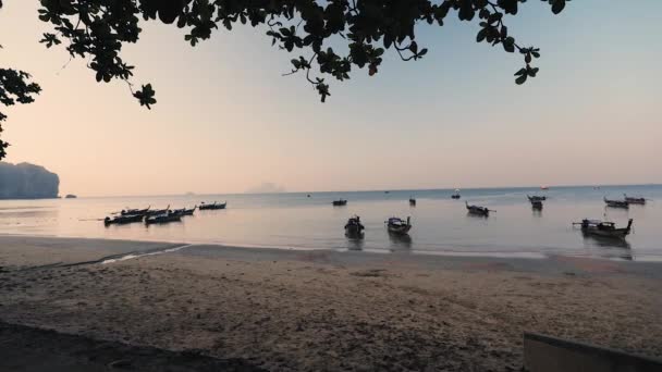 Časová Prodleva Lidí Pohybujících Tropické Pláži Provincie Nang Longtail Lodí — Stock video