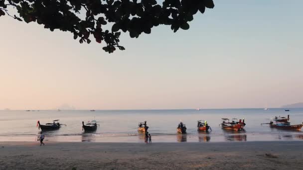 Časová Prodleva Lidí Pohybujících Tropické Pláži Provincie Nang Longtail Lodí — Stock video