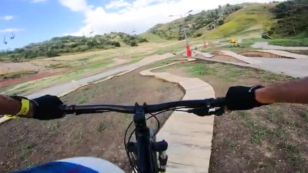 Mtb Bike Riding Enduro Mountain Track Trail Park Mountain Bike — Video Stock
