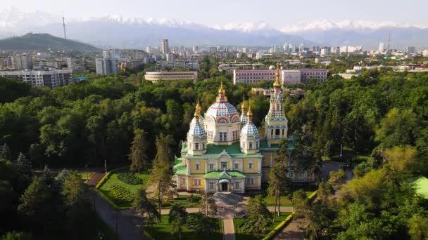 Panorama Aereo Drone Della Cattedrale Dell Ascensione Chiesa Ortodossa Russa — Video Stock