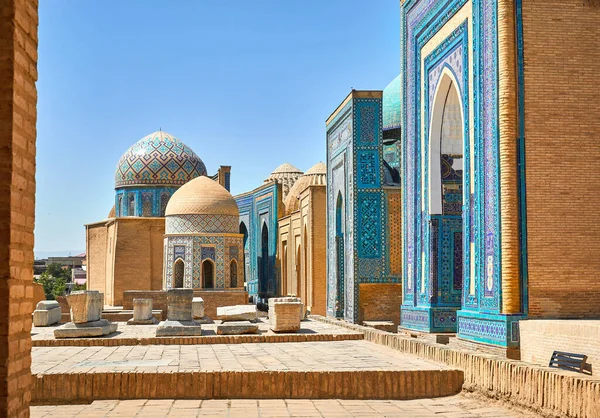 Hermoso Cementerio Histórico Shahi Zinda Puerta Entrada Con Finamente Decorado — Foto de Stock