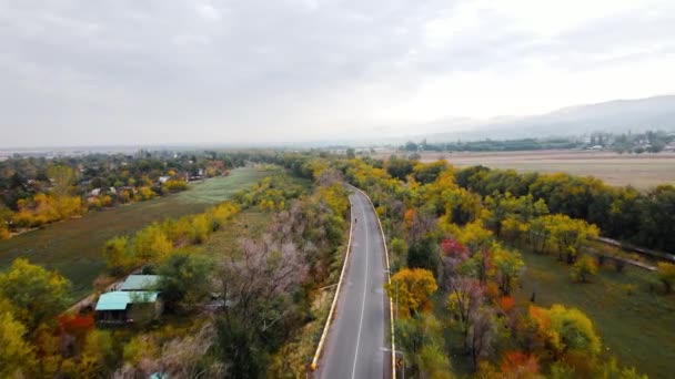 알마티 카자흐스탄에서 시간에 아래로 꼭대기에 교통과 도로의 파노라마 — 비디오