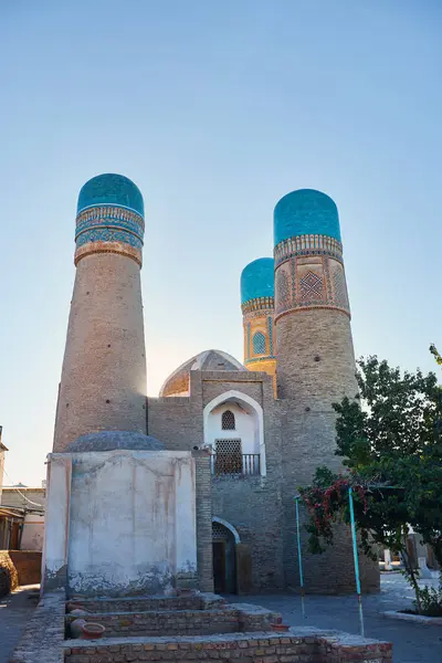 Özbekistan Buhara Şehrinin Merkezinde Dört Kulesi Olan Chor Minor Eski — Stok fotoğraf
