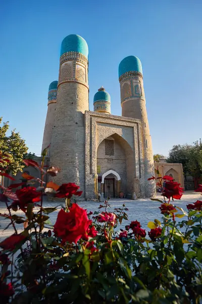 Chor Minor Old Madrasah Four Towers Center Bukhara City Rose — Stock Photo, Image