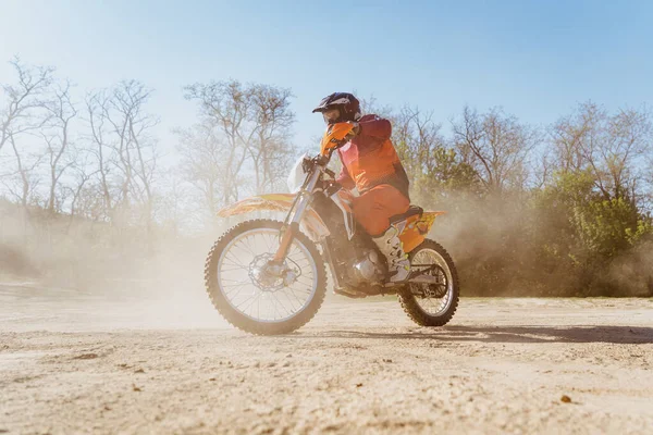 Man Riding Motorbike Motocross Track Extreme Adrenaline Motocross Rider Action — Stockfoto