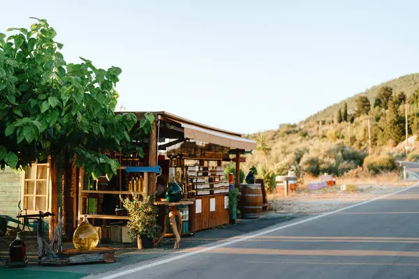 Charming Little Roadside Stand Offers Local Goods Bright Summer Sun Stock Image