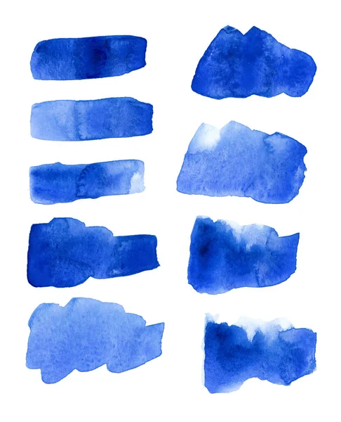 Ljusmålade Blå Akvarellremsor Handritade Element — Stockfoto