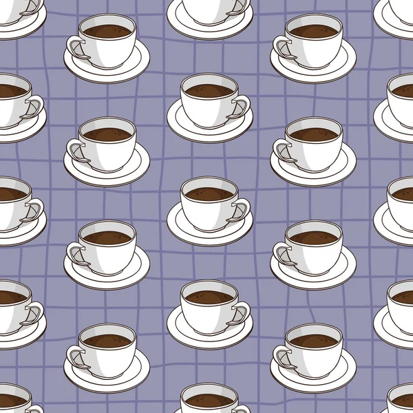 Modello Senza Cuciture Vettoriale Con Tazze Caffè Design Retrò Creativo — Vettoriale Stock