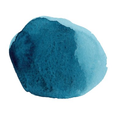 Yuvarlak mavi suluboya çerçeve, beyaz arkaplanda izole edilmiş daire şekli. El yapımı teknik.