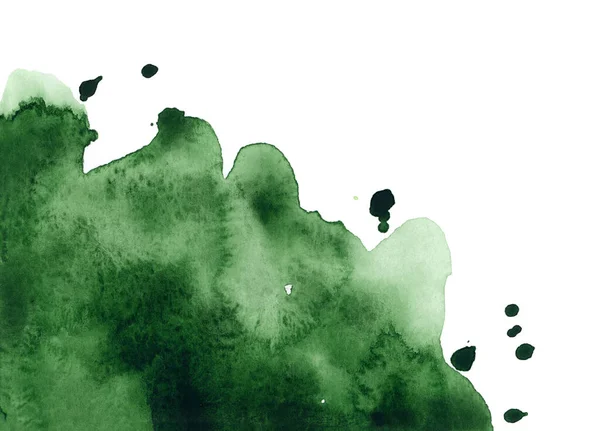 Textura Acuarela Verde Pintada Brillante Fondo Dibujado Mano —  Fotos de Stock
