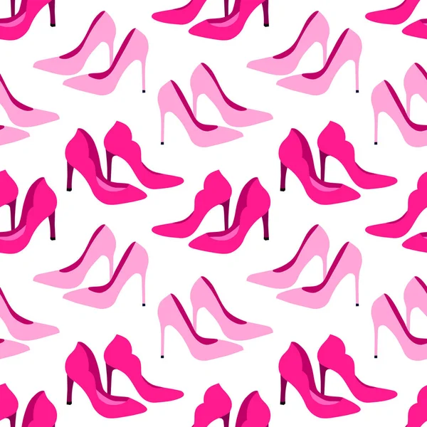 有粉色时髦鞋子的向量无缝图案 手绘纹理设计 — 图库矢量图片