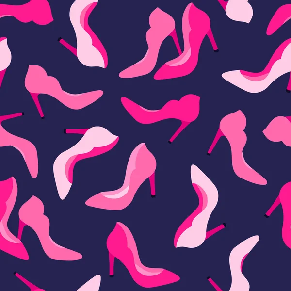 Векторный Безшипный Узор Розовой Модной Обувью Ручной Дизайн Текстуры — стоковый вектор