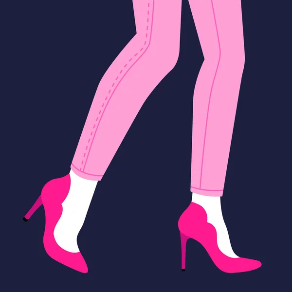 Векторна Модна Ілюстрація Жінки Рожевому Взутті — стоковий вектор