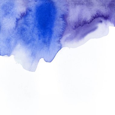 Parlak mavi ve mor suluboya dokular. El çizimi arkaplan