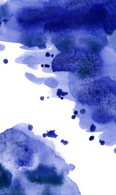 Parlak mavi ve mor suluboya dokular. El çizimi arkaplan