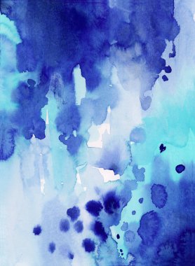 Parlak mavi ve mor suluboya dokular. El çizimi arkaplan