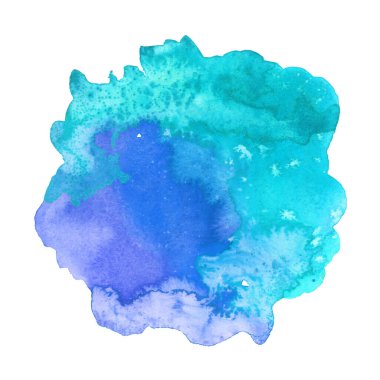 Parlak mavi ve mor suluboya doku. El çizimi arkaplan