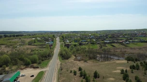 Long Road Surrounded Forest Small Village Russia Kirov Redion — Stock Video