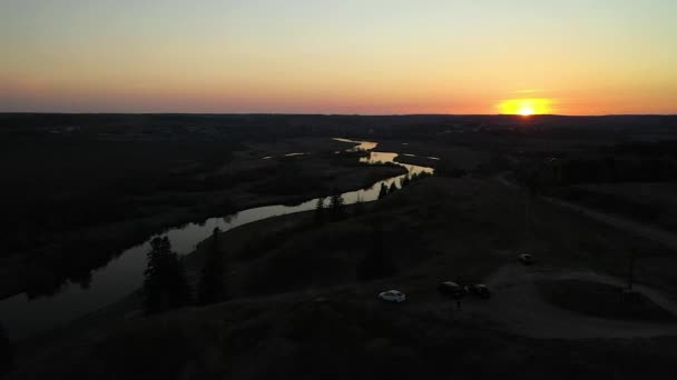 Widok Powietrza Rzekę Pod Zachodem Słońca Urzhum Obwód Kirowski — Wideo stockowe